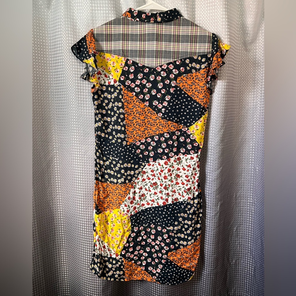 Patchwork Print Western Boho Collared Rodeo Dress Women’s Small NWT - Picture 4 of 4